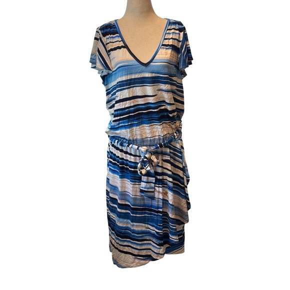 White House Black Market Dresses & Skirts - White House Black Market Flutter Sleeve Sneaker Dress Blue Striped XL 570367115